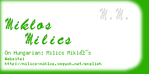 miklos milics business card